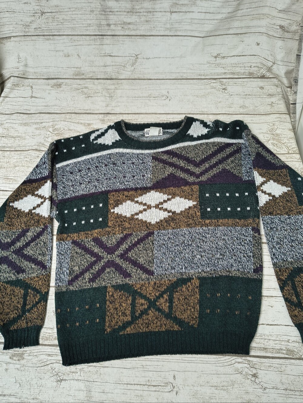 City Streets Vintage Made In Hong Kong Geometric Sweater Size Large